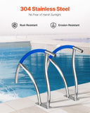 Pool Handrail, 30" x 30" Swimming Pool Stair Rail, 2 PCs Stainless Steel Stair Pool Hand Rail Rated V952-BXGY30X302PCSXI6UV0