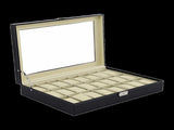 Watch Box - 24 Slot Luxury Display Case With Framed Glass Lid V63-826141