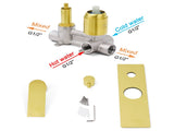 Brushed Gold Bathroom Square Concealed Shower Mixer Diverter Switch Wall Mounnt V1233-KRS202G