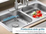 2 Pack 304 Stainless Steel Sink Bottom Grids, Kitchen Sink Protectors with Rubber Feet, 13.78 x V1188-MS-721-307