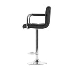 Artiss 2x Bar Stools Leather Gas Lift w/Armrest Black BA-K-1055A-BKX2