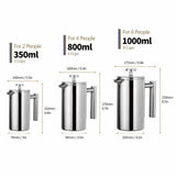 Stainless French Press Coffee Maker, 1000Ml, Double Wall Insulated French Press Stainless V1370-AZ4-19708