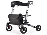EQUIPMED Foldable Aluminium Walking Frame Rollator with Bag and Seat, Silver V219-EQHCRL10A