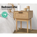 Artiss Bedside Tables Side Table Rattan Drawers Nightstand FURNI-E-RAT-BS-WD