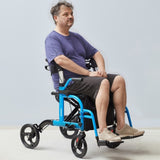 VEVOR 2 in 1 Rollator Walker Transport Chair for Seniors, Folding Rolling Walker Wheelchair Combo V952-EHYZXQCKJLQ8MZ3U6V0