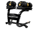 Powertrain Adjustable Dumbbells Set Home Gym Exercise Free Weights 48kg w/ Stand - Gold DMB-BF1-024-2S-GD