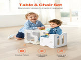 Montessori Weaning Table and Chair Set, 3 In 1 Wooden Toddler Table and Chairs with Chalkboard, V767-VVR-ETDNZY170811OLO7LV0