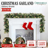 Christabelle 2.7m Christmas Garland with LED Lights Glittery Snow Bristle Tree Decoration Ornam 112_NATGB102