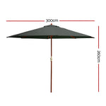 Instahut 3m Outdoor Umbrella Pole Umbrellas Beach Garden Sun Stand Patio Charcoal UMB-POLE-3-H-CO