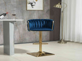 SERENIT Modern Velvet Breakfast Bar Stools Swivel Barstools Adjustable Counter Stools with Backrest V255-GP1782R-BLUE