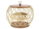 Coffee Capsule Holder Fruit Shaped Stylish Coffee Pod Storage with Wooden Base Lid Home Decor Gold V1294-YM0901-3118240263311