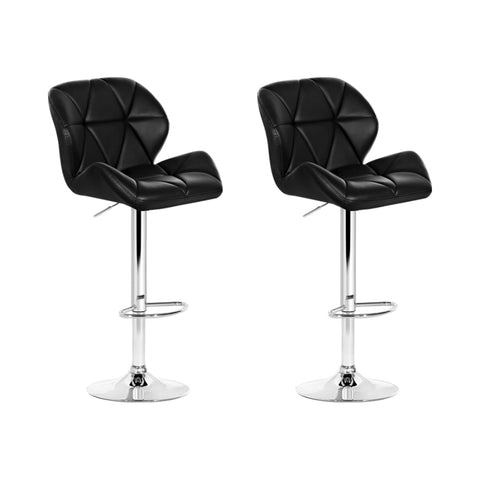 Artiss 2x Bar Stools Gas Lift Padded Leather Black BA-K-717A-BKX2