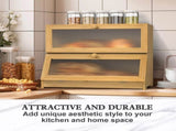 Double Layer Bamboo Bread Box for Kitchen Counter with Large Capacity and Clear Window V178-36087