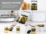 Borosilicate Glass Pickle Jar with Strainer and Leak-Proof Lid, Hourglass Fermentation Container for V1341-ZY-359AR7Z8-KHAKI-9524CM1340ML