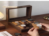 Wood Grain Faux Leather Watch Storage Box - 6-Compartment Dustproof Display Case, Soft Lined V1232-FMWSBH001