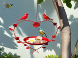 Red Iron Heart-Shaped Hanging Bird Feeder Tray, Functional Mesh for Garden Decoration, V1366-AZ2-W-26777