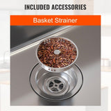 VEVOR Kitchen Sink, 304 Stainless Steel Drop-In Sinks, Top Mount Single Bowl Basin with V952-QRSSCTSPDCY253LEUV0