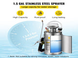 1.5Gal Stainless Steel Sprayer, Set 16" Wand& Handle& 3.3FT Reinforced Hose, Hand Pump Sprayer V952-PWQBXG6L000000001V0