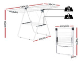 Artiss 2 Tier Clothes Rack Airer Foldable 139CM White HANGER-B-04-FLD-WH
