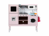 Keezi 102cm Wooden Pretend Kitchen Playset With Apron And Food Set1 Pink PLAY-WOOD-RANGHOOD-PK