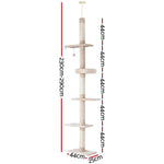 i.Pet Cat Tree 290cm Tower Scratching Cats Post Scratcher Floor to Ceiling Bed PET-CAT-POLE-BEWH