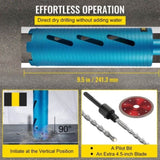 Dry Core Drill Bit, 88.9 mm Diameter 11 Threaded, 241.3mm Depth Diamond Coring Bore Tool with a V952-JJGS13.59.5IN2MQGV0