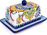 Hand Painted Porcelain Butter Dish with Lid, Decorative Ceramic Butter Keeper for Table Presentation V1237-ZY-924-073