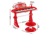 Keezi Kids Piano Keyboard 37 Keys Electronic Musical Instrument Set w/ Stool Microphone KPK-37-RD