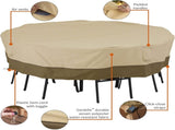 Round Patio Furniture Cover with Umbrella Hole Waterproof 4-Season Protector for Garden, Balcony V1107-CS-HWZYZ4