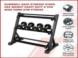 Dumbbell Rack Storage Stand Hex Weight Heavy Duty 3 Tier Wide Home Gym Fitness V63-837171