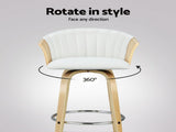 Artiss 4x Bar Stools Swivel Leather Chairs Wooden BA-TW-8091-WHX4