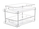 2 Pack Double Tier Clear Plastic Drawer Organizer Under Sink Sliding Drawers with Tray V1294-YM0901-H49003-2
