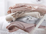 Cotton Waffle Blanket - Grey Textured Throw 110x160cm for Sofa, Office and Travel Use V888-ELOSUNG54959-1