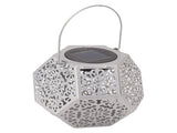 LED Solar Powered Lantern IP44 Waterproof Silver Polygon Decorative Solar Hanging Lantern V1294-YM0521-3119230042911