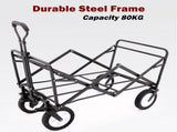 Foldable Collapsible Wagon Cart Garden Beach Outdoor Shopping Trolley Camping Brake - Black V610-FLDWAG-BRA-BLA