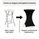 4-Pack Black Stretch Cocktail Table Covers, Washable Fitted Spandex Covers for 80-85 x 110 cm High V1188-MS-731-003