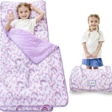 Roll-Up Nap Mat 3-in-1 Washed Minky Dot with Polyester Fill, Detachable Pillow & Blanket, V1232-WST-001