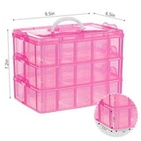 3-Tier Pink Craft Storage Container,Stackable Organizer Box with Dividers for Art Supplies,Beads, V1192-AZ-W-31833