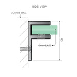 110x90cm Corner Frameless Shower Screen with Chrome Brackets and SS Hinges, Square Double Pull V63-872511