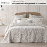 Bianca Ameila Stone Jacquard Quilted Foliage Bedspread Set Single V442-BCA-BEDSPREAD-AMEILA-STONE-SB