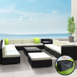 Gardeon 13-Piece Outdoor Sofa Set Wicker Couch Lounge Setting Cover FF-SOFA-BK-13PC-ABDEE