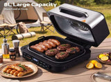 Devanti 5-in-1 Electric BBQ Grill Air Fryer, 2200W 8L Smart Thermometer BBQ-AF-8L-4IN1-BK
