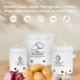 3 pcs Galvanised Iron Fruit Vegetable Storage Tins V915-KU0338