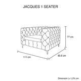 321 Seater Sofa Classic Button Tufted Lounge in Black Velvet Fabric with Metal Legs V43-SET-JAQS-3+2+1-BL