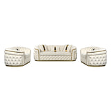 3-1-1 Seater Sofa Set Beige Velvet Fabric Solid Wood construction Gold Stainless Steel Trim V43-SET-DUK-3-1-1
