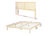 Artiss Bed Frame Queen Size with Rattan Headboard Wooden Bed Base BRUNO WBED-BRUNO-RIBO-Q-WD