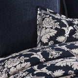 Davinci Coronet Ink Damask Motifs Woven Quilt Cover Set Super King V442-LED-QUILTCS-CORONET-INK-SK