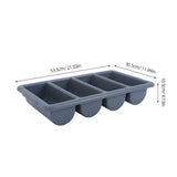Plastic Utensil Organizer Grey 4 Grid Drawer Tray for Flatware Storage V1369-AZ3-W-14515