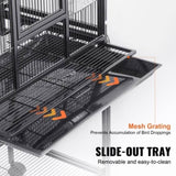 54 inch Standing Large Bird Cage, Carbon Steel Flight Bird Cage for Parakeets, Cockatiels, Parrots, V952-YTSNL251753I8188WV0
