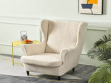 Wingback Chair Covers 2 Piece Set - 2 IN 1 Design Armchair Covers Solid Soft Wing Back Chair Cover V1192-AZ-W-26506